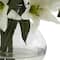 16" White Lily Silk Arrangement with Glass Vase